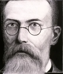 Porträtt av Nikolai Andreevich Rimsky-Korsakov (etsning)