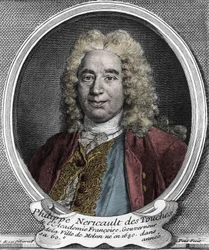 Porträtt av Philippe Nericault Destouches, fransk dramatiker, gravyr