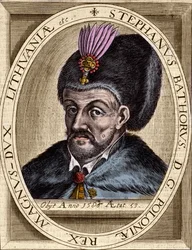 Porträtt av Stefan Bathory, kung av Polen, prins av Transsylvanien (1532-1586) - Stefan I Bathory (1533-1586). Kung av Polen (1575-1586). Gravyr.
