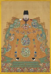 Porträtt av Zhu Youyuan (1476-1519) (hängande rulle, bläck och färger på siden)