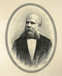 RIUS I TAULET, Francesc de Paula (1833-1889). Spansk jurist och politiker. Borgmästare i Barcelona och initiativtagare till världsutställningen i Barcelona 1888. Porträtt publicerat i "La Ilustracion Espanola y Americana" av A. Carretero. Gravyr.