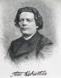 RUBINSTEIN, Anton Grigoryevich (1829-1894). Rysk kompositör och pianist. Signerat porträtt av Anton Rubinstein. Gravyr.