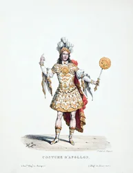 Framställning av kung Ludvig XIV som tolkar Apollo i baletten "Les Noces de Pelee et Thetis