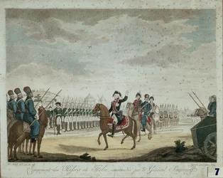 Ryskt läger i Italien 1799, under befäl av furst och fältmarskalk Alexander Suvorov (färgtryck)