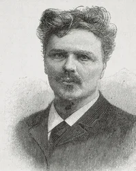 STRINDBERG, August (1849-1912). Portrait of August Strindberg. Engraving.