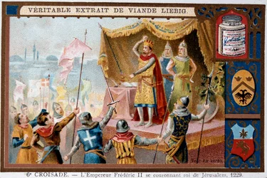 Sjätte korståget - kejsar Fredrik II av det Heliga riket (1194-1250) (Fredrik II, tysk-romersk kejsare) kröner kung av Jerusalem