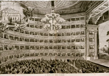 Teatro alla Scala i Milano, ca 1880 (etsning)