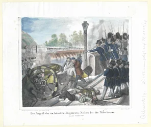 Attacken av k. k. Infanteriregementet Nassau vid Taborbron (Taborbruecke) den 6 oktober 1848