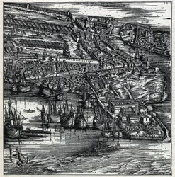 Venedigs hamn på 1500-talet (gravyr)