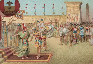 Radames, befälhavare över den egyptiska armén, återvänder i triumf, akt II scen 2 ur operan Aida av Giuseppe Verdi