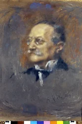 porträtt av Arrigo (eller Enrico) Boito (1842-1918), italiensk kompositör och författare. (Pastel de Rietti).