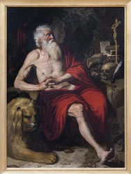 Sankt Hieronymus mediterar, målning tillskriven Artus Wolffort (1581-1641). Fotografi, KIM Youngtae, Lyon, Musee des Beaux Arts de Lyon.