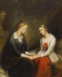 Effie och Jeanie Deans. Efter Walter Scotts The Heart of Mid-Lothian, första kvartalet av 1800-talet.