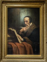 Porträtt av Jean Calvin (Jean Cauvin), fransk författare, teolog och pastor under den protestantiska reformationen (1509-1564) - målning av Ary Scheffer (1795-1858). Musée de la Vie romantique - Paris