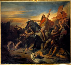 Slaget vid Tolbiac, Clovis seger (466-511) över Alamanerna (496). Målning av Ary Scheffer (1795-1858)