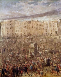 Marknadstorg i Neapel under Masaniellos revolution, Neapel, Museo Nazionale di San Martino