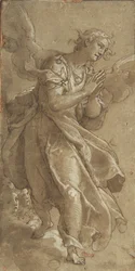 En stående ängel och två keruber, ca. 1566.