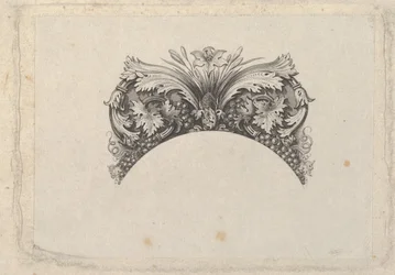 Välvt inramningselement för sedel, med akantus och vinblad, lilja och vindruvor..., ca. 1824-37.