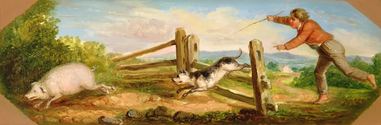 Pojke jagar en gris, 1836