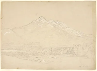 Mount Chocorua, New Hampshire, 1855 (grafit och vit gouache på preparerat beige papper)