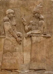 Sargon II och dignitär, relief från kung Sargons palats i Khorsabad, c.716-713 f.Kr.
