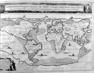 Geografisk världskarta efter syndafloden, 1675