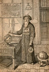 Jesuiten Johann Adam Schall von Bell (1591-1666), föregångare till Ferdinand Verbiest, astronom vid Mingdynastins hov i Nanjing, iklädd mandarinkostym, från Kina monumentis