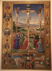 Korsfästelsen, miniatyr från Thomas James missal.