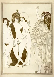 Aubrey BEARDSLEY (1872-1898) illustration för "Lysistrata" (411 f.Kr.) av Aristofanes