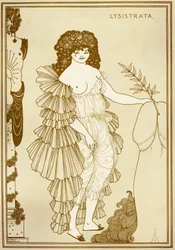 Aubrey BEARDSLEY (1872-1898) illustration för "Lysistrata" (411 kl.