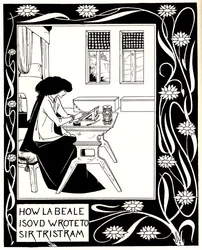 Hur La Beale Isoud skrev till Sir Tristram. Illustration till boken Le Morte dArthur av Sir Thomas
