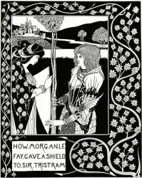 Hur Morgan le Fay gav en sköld till Sir Tristram, illustration från "Le Morte d