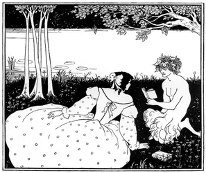 Pan läser för en kvinna vid en bäck, 1898.