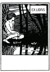 Vinjett ex libris (ex-libris) av Aubrey Beardsley (1872-1898)