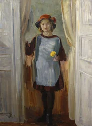 Flicka i dörröppningen (Maria Eiebakke) 1918 (olja på duk)