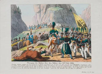 Armén av Graf Ivan Ivanovich Diebitsch som korsar Balkan, ca. 1830