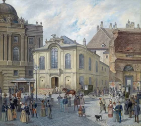 Den gamla Burgtheater i Wien - August Gerasch (1822-1908). Olja på duk, ca. 1900. Mått: 78x87 cm. Privat samling