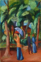 En promenad i parken, 1914