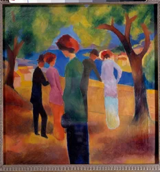 Damen med den gröna jackan målning av August Macke (1887-1914) 1913 Bonn, Kunstmuseum