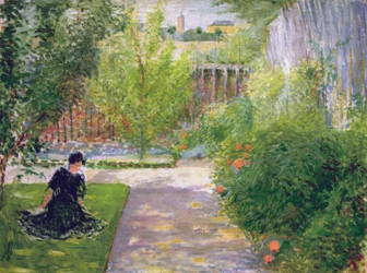 Solig trädgård