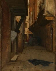 Gatustrid i en venetiansk gränd