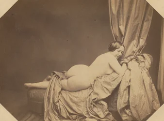 Akademisk nakenstudie, liggande på en soffa, ca 1855