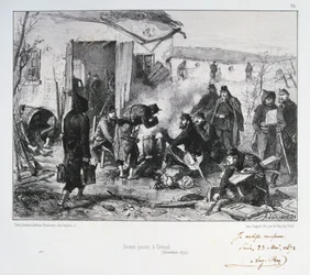 Fransk avancerad vaktpost vid Creteil, belägringen av Paris, fransk-preussiska kriget, december 1870 1872