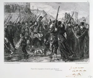 Franska soldater avgår till Buzenval, belägringen av Paris, fransk-preussiska kriget, 18 januari 1871 1872