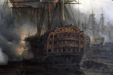 Slaget vid Trafalgar, detalj, av Auguste Etienne Francois Mayer (1805-1890)