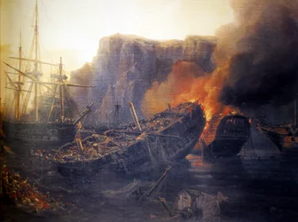 Franska:  Le soir de la bataille de Navarin, 1827 Kvällen för slaget vid Navarino