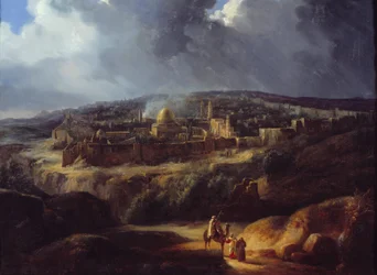 Utsikt över Jerusalem, tagen från Josafats dal. Målning av Auguste Forbin (1777 - 1841)