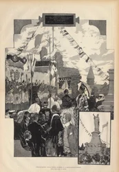 Invigning av statyn av påven Urban II i CHATILLON-SUR-MARNE den 21 juli 1887. Drawing d