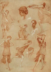 Skisser föreställande den amerikanska dansaren Isadora Duncan av Auguste Francois Marie Gorguet