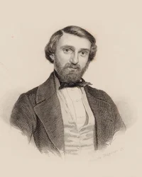 Porträtt av kompositören Giuseppe Verdi 1813-1901, ca. 1850.